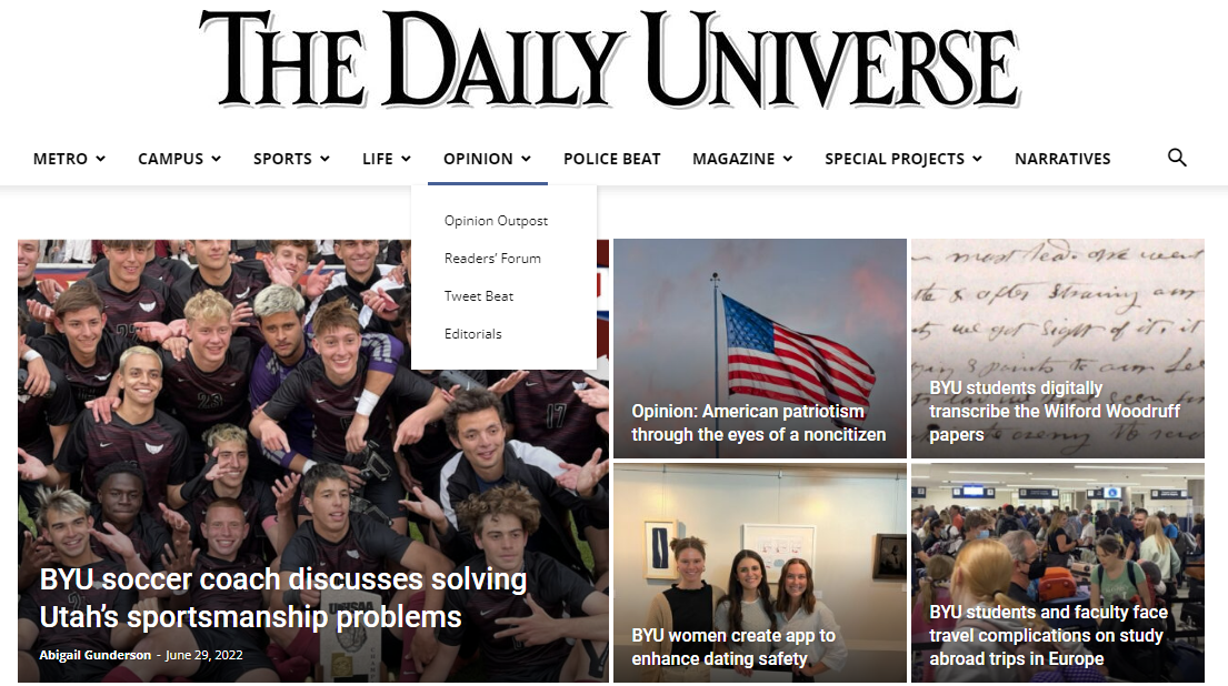 The Universe student newspaper of BYU
