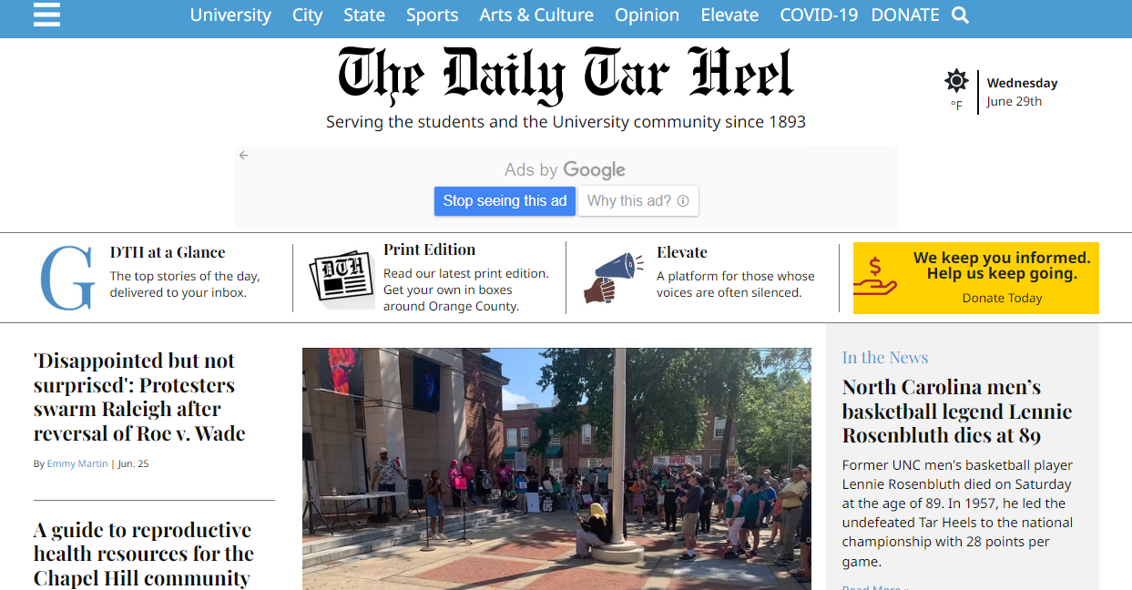 the daily tar heel University of SC student newspaper