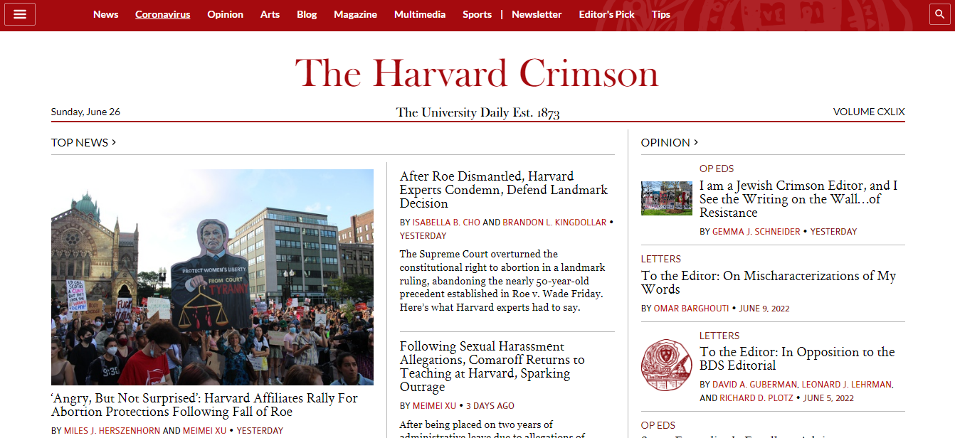 The Harvard Crimson student newspaper